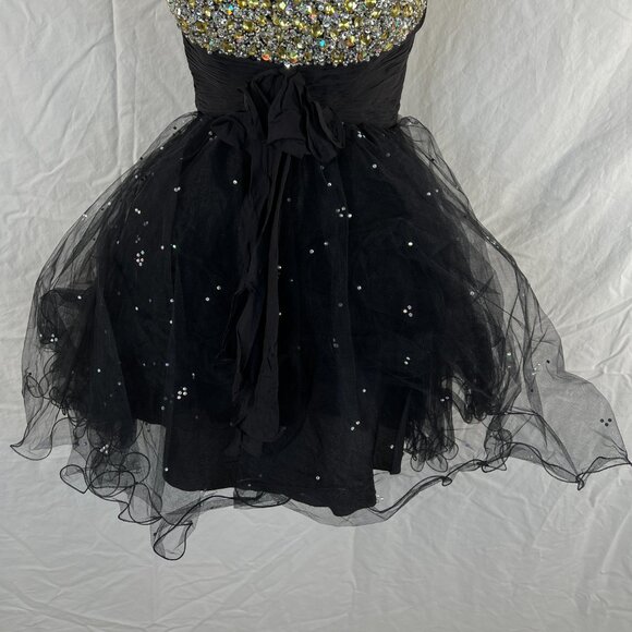 NWT Sherri Hill 2548 Black Gold Tulle Strapless Formal Dresss $278 - Picture 4 of 10